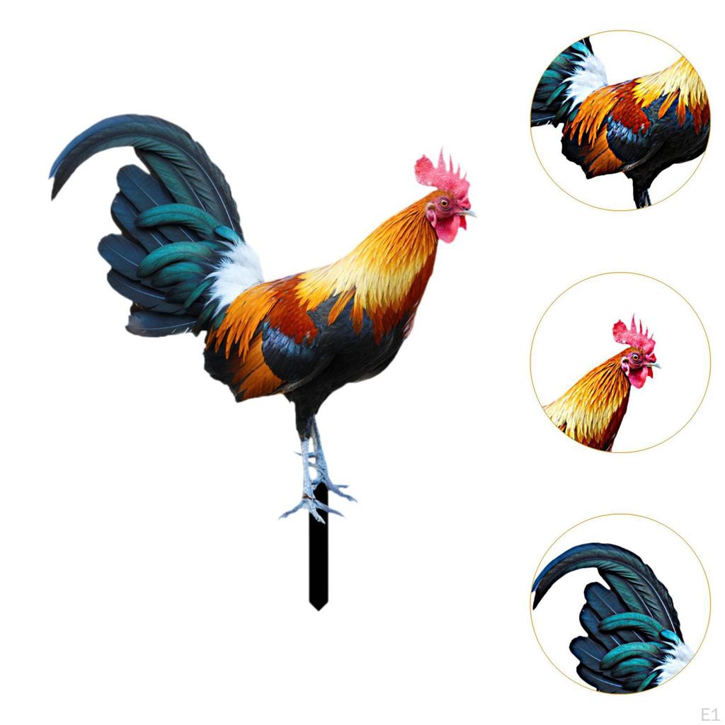 Garden Stake Chicken Ornament Lifelike Sculpture Acrylic Standing Animal Statue Yard Art for Pathway