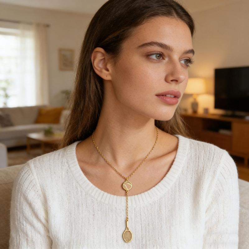 Fashionable Tennis Racket Pendant Necklace Portable And Sturdy For Everyday Wear