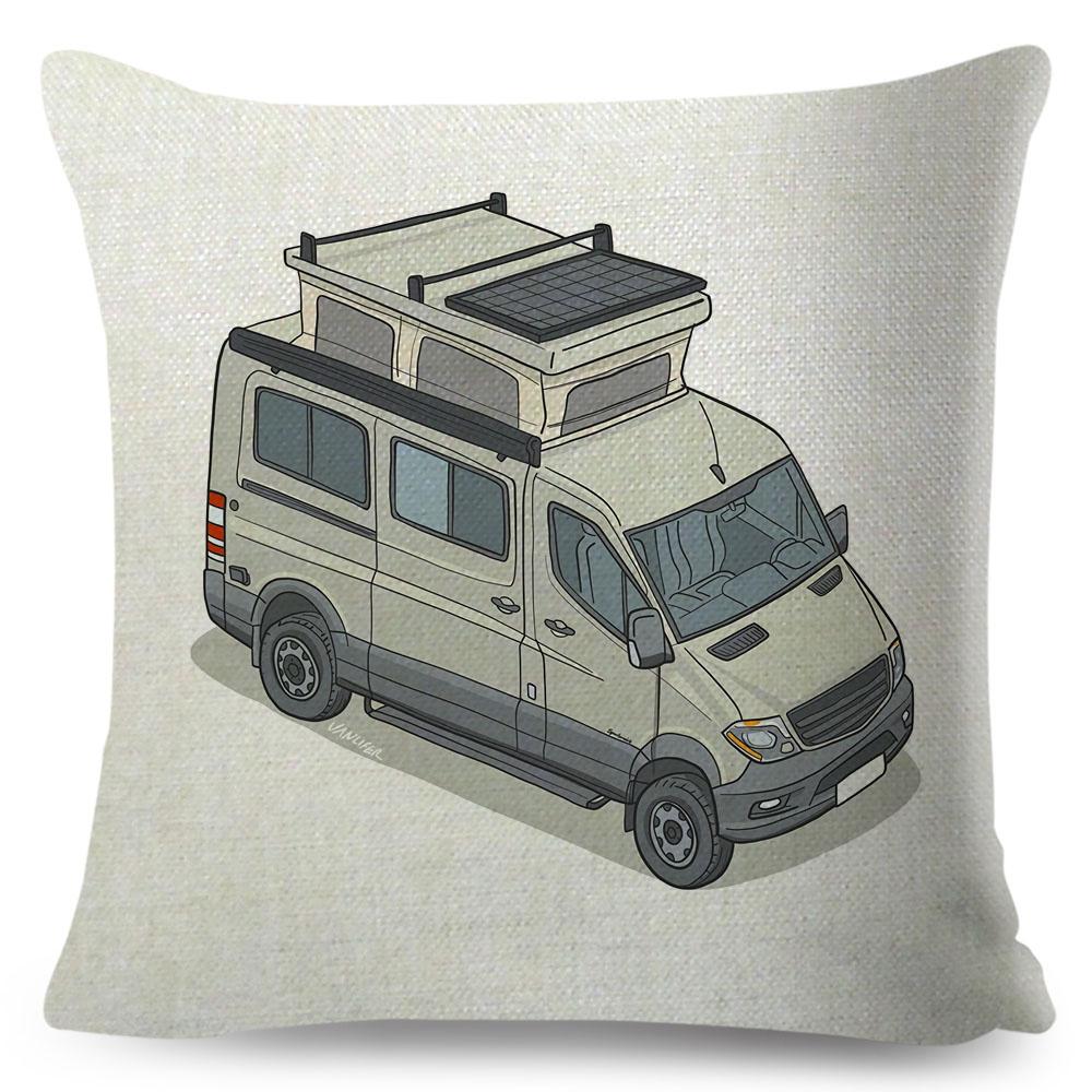 Van Life Pillow Case Decor Cartoon Camper House Travel Car Cushion Cover for Sofa Home Children Room Vanlife Pillowcase 45x45cm