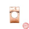 Authentic 925 Sterling Silver Rose Gold Round Cutout Pavé & Heart Anniversary Charm Fit Fashion Bracelet Jewelry Graduation Gift