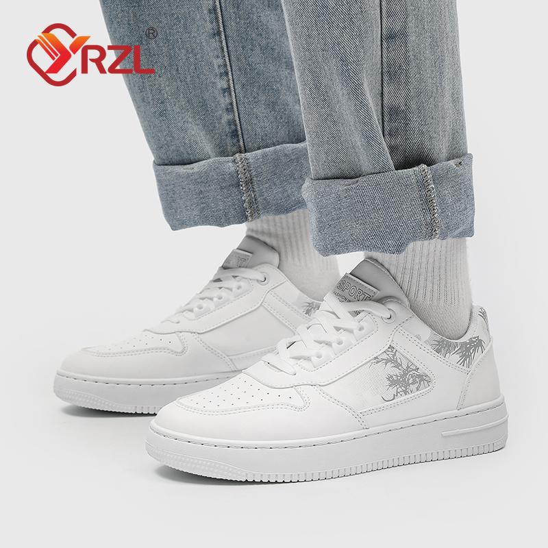 YRZL Men Classic Casual Shoes Comfortable Outdoor Sports Shoes for Men Lace Up Mens Walking Shoes White Sneakers