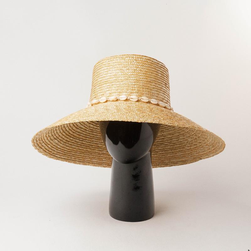 European American Long Streamer Wide Brim Straw Hat for Women, Large Beach Sun Cap with Wheat Straw, Vacation