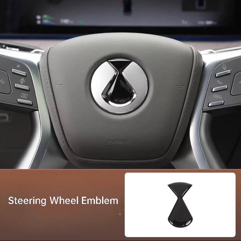 For BYD Denza N9 Car Emblem Sticker Blackened Epoxy Wheel Hub Steering Wheel Emblem Black Warrior Decoration Sticker Accessories