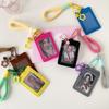 Creative PU Leather Card Holder Double Card Slot with Lanyard ID Card Card Holder Card Bag