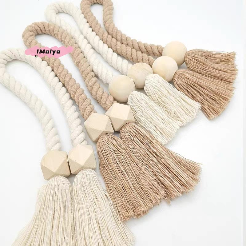 M-2Pcs Magnetic Wooden Tassel Window Curtain Curtain Holdbacks Bathroom Shower Curtain Accessories Home Decor Curtain Buckles