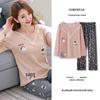 Women's Korean Style Pajama Set: Long Sleeve, Round Neck, Cute Cartoon Print, Comfortable for Spring & Autumn