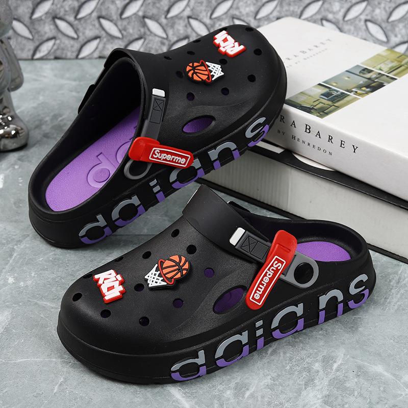 

Hole shoes men s trend outdoor wear large size slippers dual-purpose sandals home non-slip summer new beach sandals 36-37 [one size smaller]