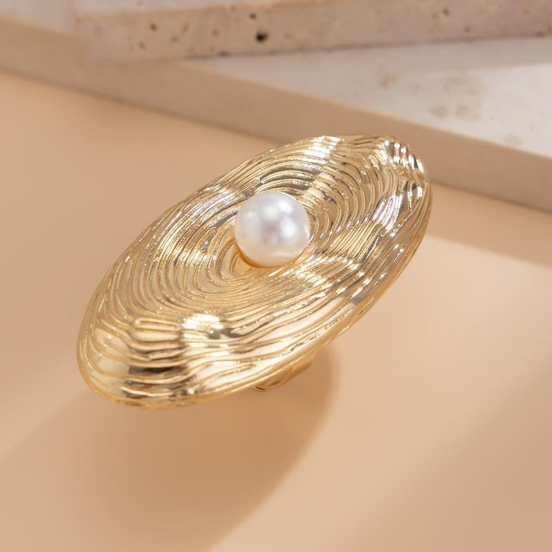 Bagues pour femmes tendance créatives perles empreintes digitales bague en métal exagérée grande bague ouverte réglable bijoux de fête de vacances accessoires