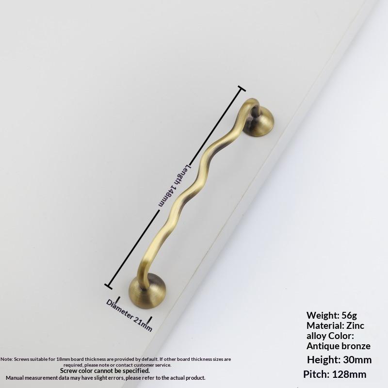 Wavy Rust Resistant Cabinet Door Handles Zinc Alloy Sleek Pulls for Bedroom Wardrobe Cupboard Home Upgrade