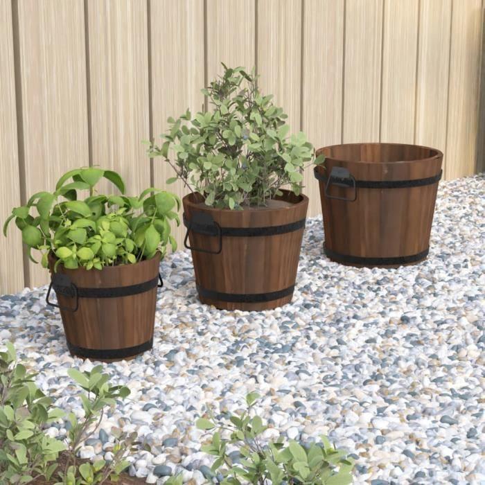 VidaXL Ensemble de jardinière godet 3 pcs bois massif de sapin 363362