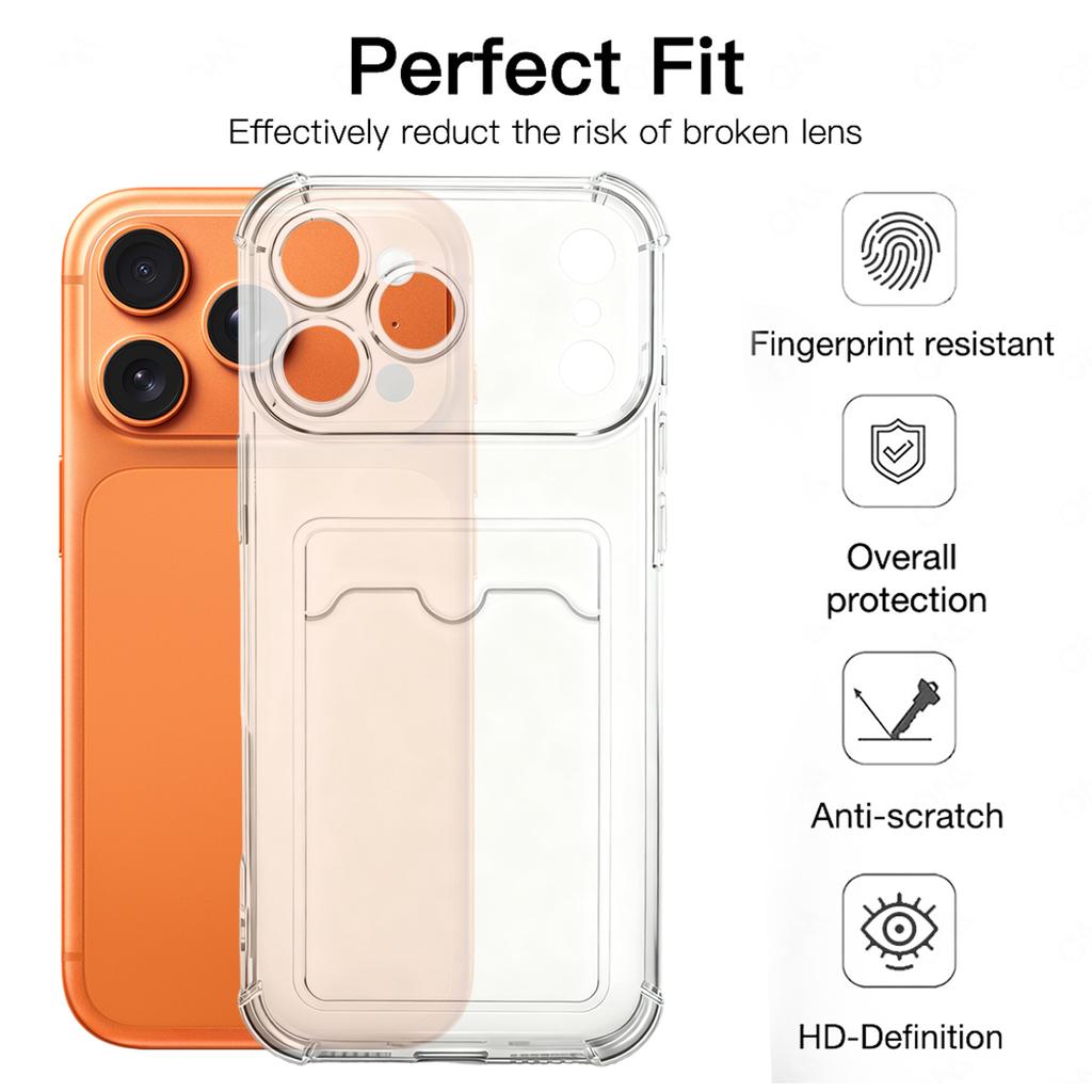 For IPhone 17 Phone Case with Card Holder Thin Lightweight Transparent Phone Covers with Credit Card Slot for IPhone 17 ProMax