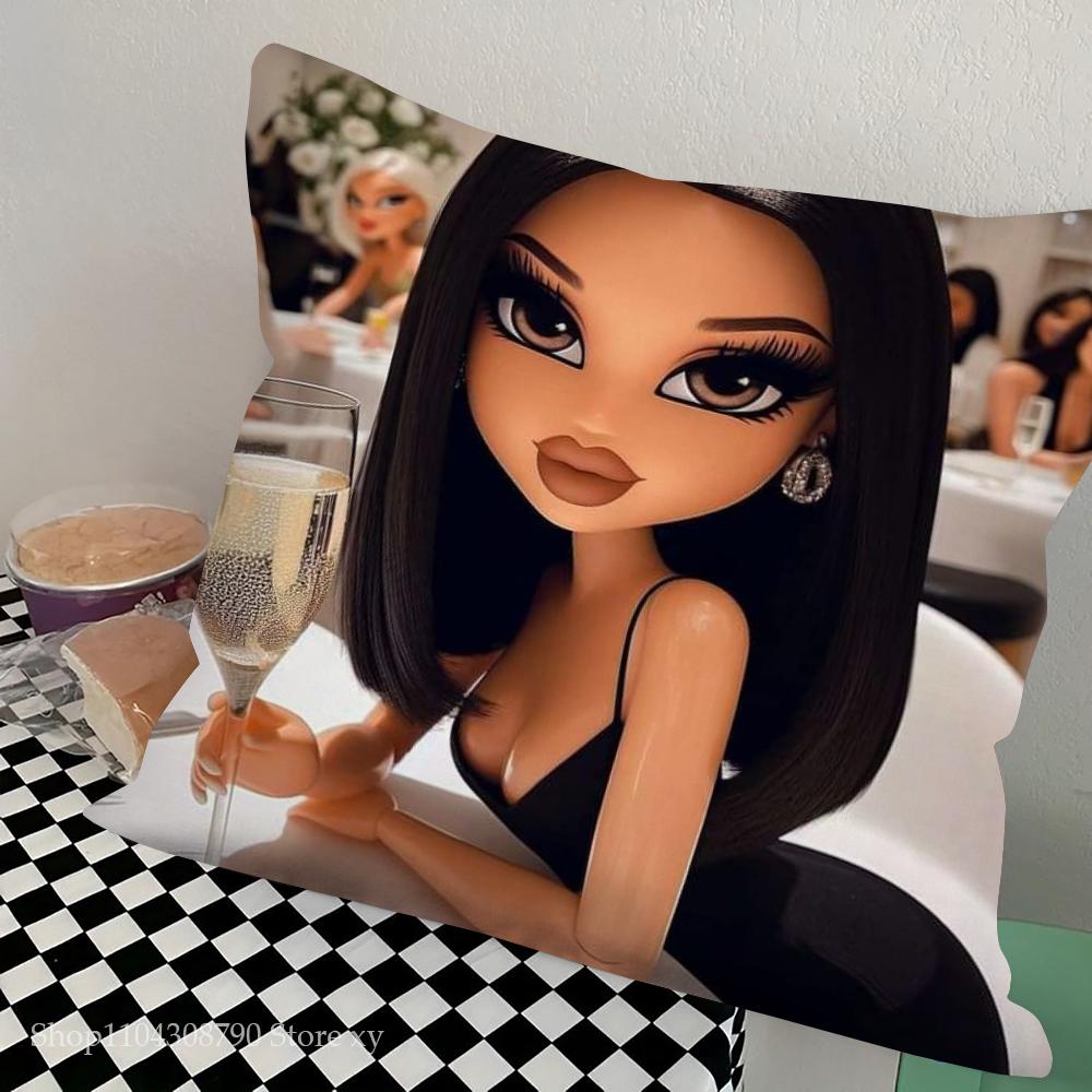 

1 шт. Наволочка для подушки с куклой Братц, квадратная, для спальни, дивана, для отдыха, удобная подушка, для автомобиля, гостиной, украшение для дома 20x20Inch