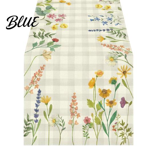 Linen Table Runner for Home Tulip Washable Blooming Flowers Spring Floral Dining Cloth Farmhouse Parties