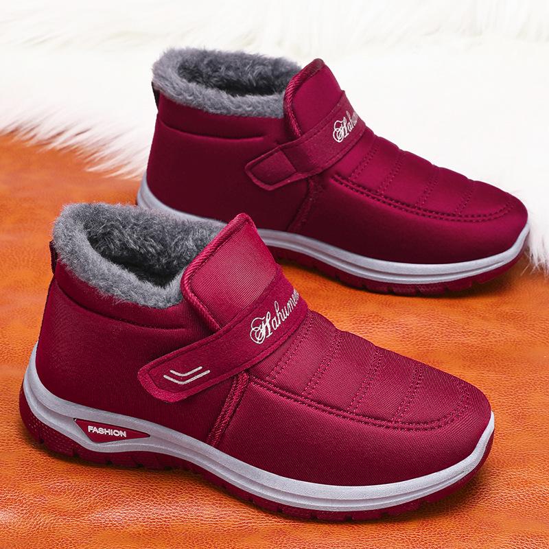 Women's Winter Velcro Fleece-Lined Ankle Boots - Warm Cotton Snow Shoes
