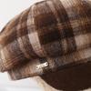 Vintage Plaid Octagonal Beret Women Autumn Winter Hats For Women Keep Warm Painter Cap New