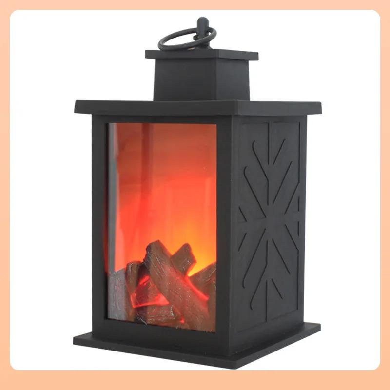 USB Charging Creative Small LED Flame Fireplace Ornaments Home Hardcover Crafts Candlestick Decoration Charcoal Wind Fire