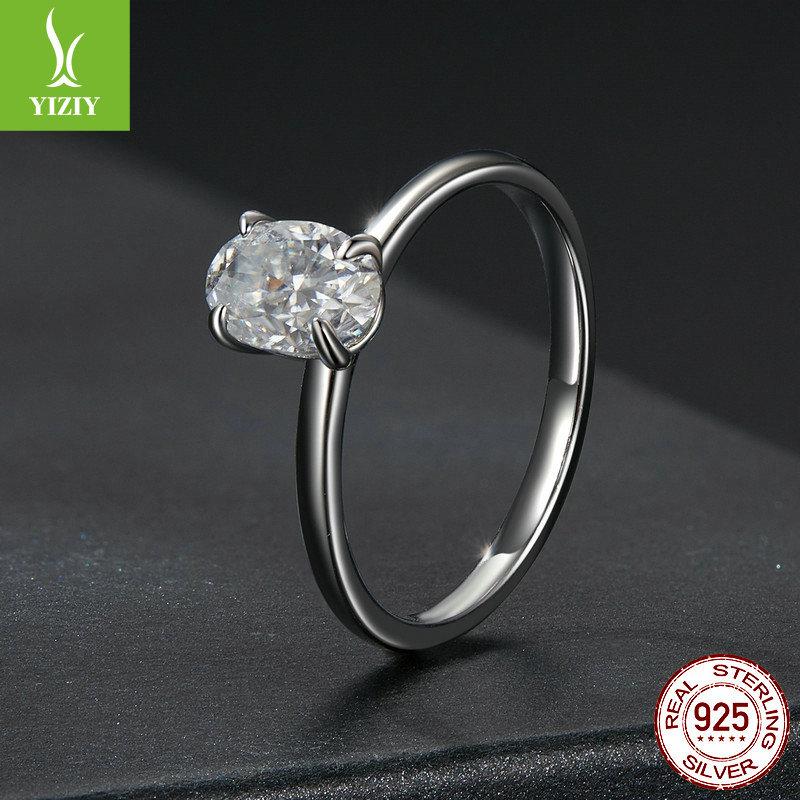 Oval One Carat Mozzarella Diamond Ring Wedding Ring, Classic Minimalist Charm S925 Sterling Silver Ring