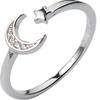 Silver Women's Adjustable Ring Universal Gift Moon Star