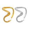 Offener Ring für Damen, verstellbar, Edelstahl, unregelmäßige Linienform, poliert, einfarbig, glatt, rostfrei, für den Alltag, Party, Abschlussball, Fingerschmuck