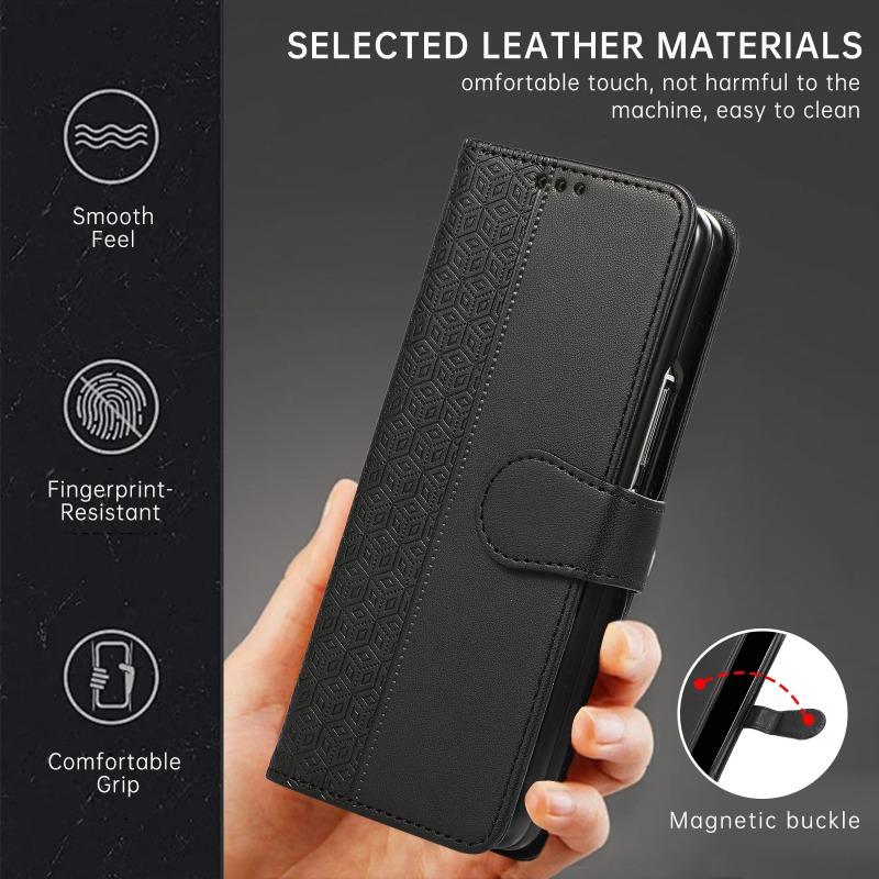 Leather Flip Phone Case for Samsung Galaxy Z Fold 7 6 5 4 3 5G Fold7 Fold6 Fold5 Wallet with Card Holder Protective Cover