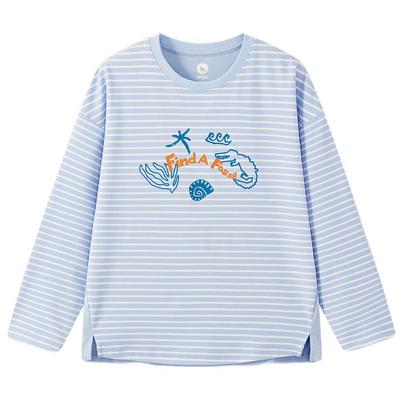 MQD Jungen Akademischer Stil Gestreiftes Cartoon Langarm-T-Shirt