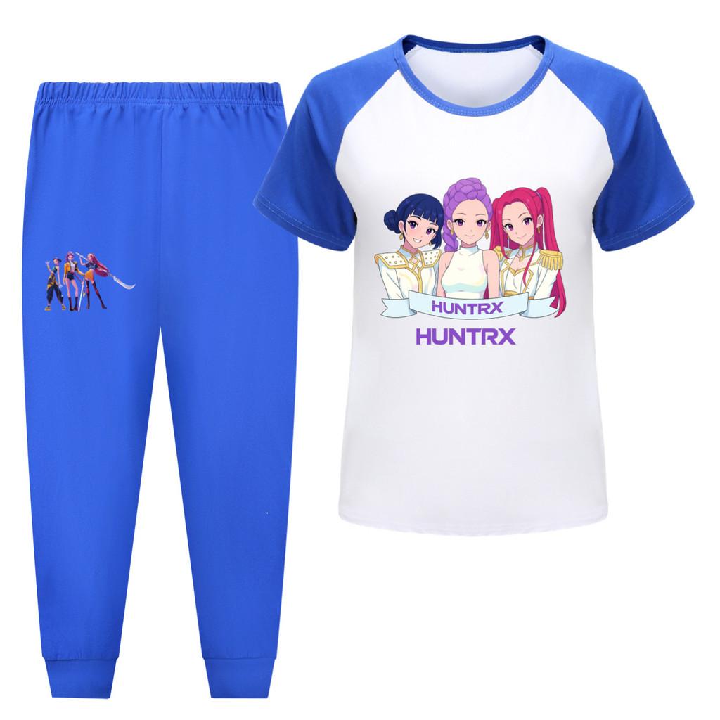 

5026 Kids Girls Rumi Zoey Mira Hunters Print T-shirt Pants Trouser Clothes Set 130cm синій