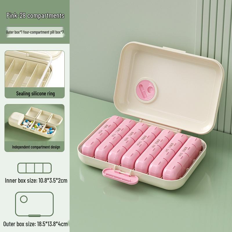 Portable 7-Day Pill Organizer with 3 Daily Compartments - Large Capacity, Travel-Friendly Pre-Filled Pill Storage Box