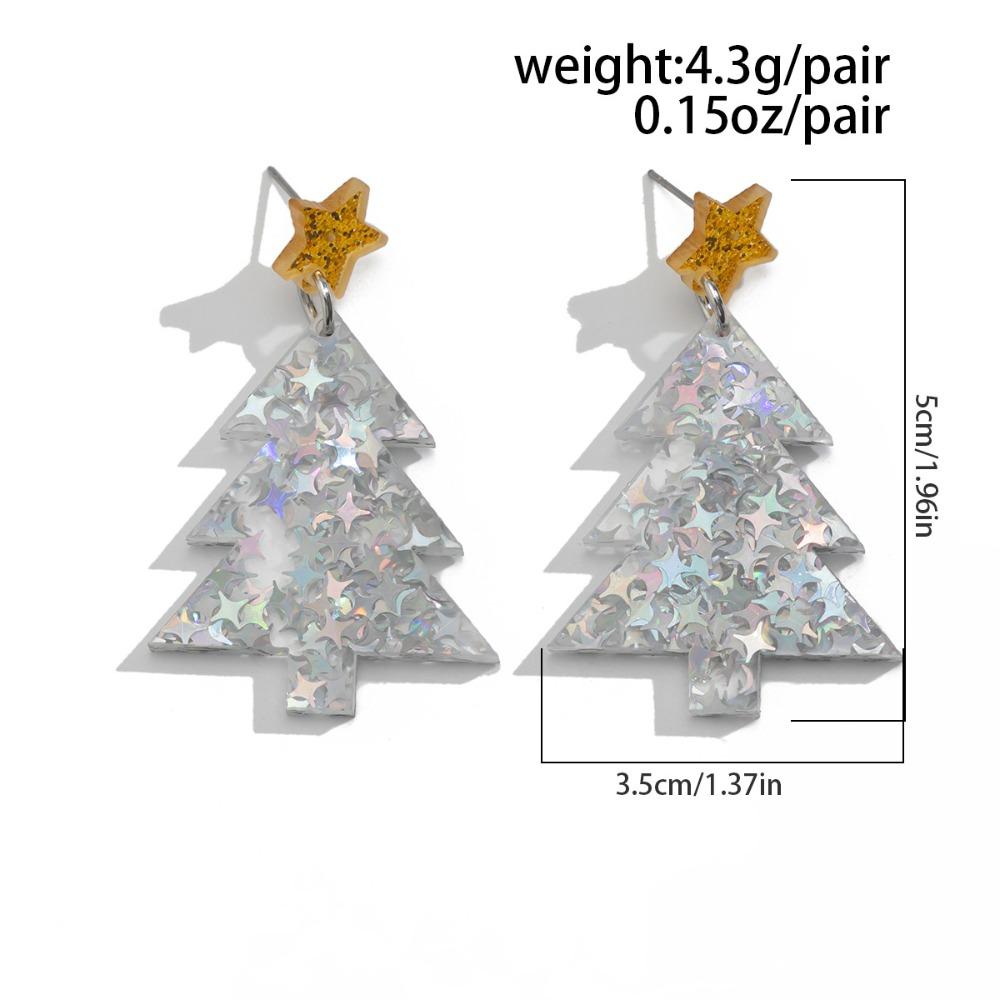Dangle Christmas Tree Acrylic Earrings Bohemian Xmas Earrings Studs Merry Christmas Earrings  Party