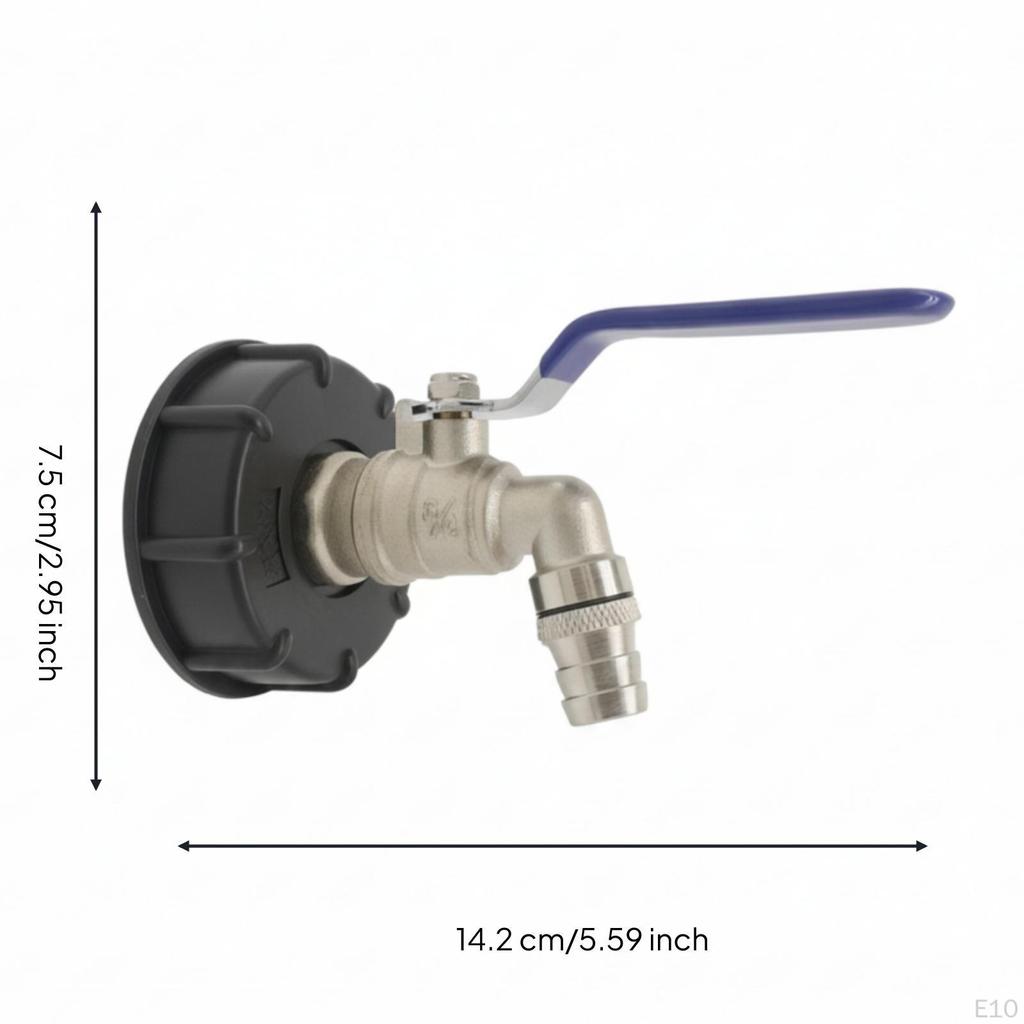 IBC Tank Adapter with Shutoff Brass Tote Leakproof for Garden Watering 12IN Nipple Faucet