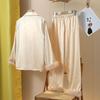 1011 neue Pyjamas Damen Frühling und Herbst Eis Seide Langarm High-End Seide Kann draußen getragen werden Federn Luxus Herbst und Winter Loungewear