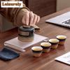 Chinese Wave Hand-held Teapot Tea Set Complete Tea Ceremony Set Teapot And Tea Cup Set Portable Travel Leather Bags Tea Items