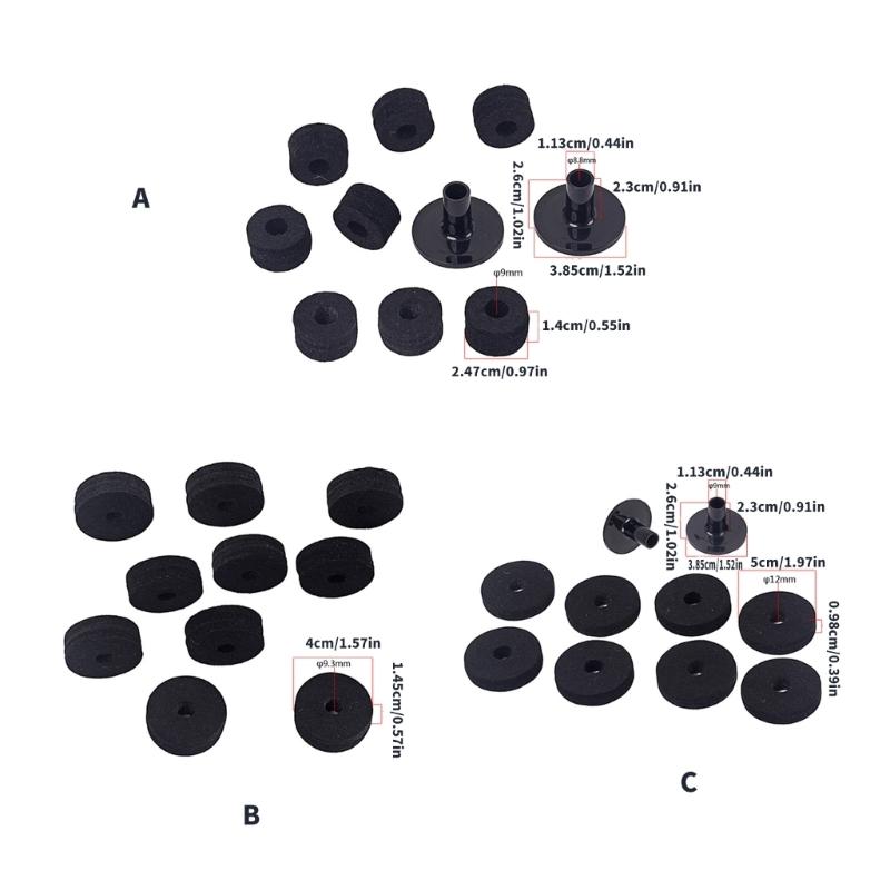 Pack Of 10 Quality Plastic Drum Felt Bottom Covers Replacement Set For Enhanced Vibration Dampening And Great Stability