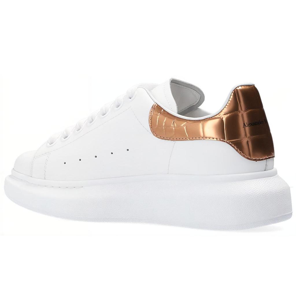 Alexander Mcqueen Oversized Sneaker Synthetic Leather Smooth Calfskin Low Top Stylish Skateboarding Shoes Women's Gold 553770WHYBQ9053