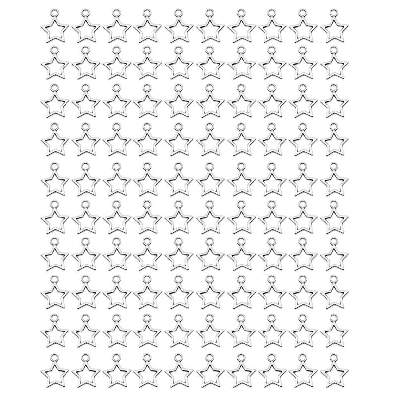 Popular Alloy DIY Accessories Hollow Five-Pointed Star Pendant DIY Handmade Bracelet Necklace Earring Clip Materials