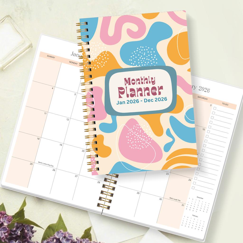 2026 A5 Monthly Planner,Modern Cover,Academic Agenda with Notes&To Do List,Perfect for Productivity,Time Managemen,Great Gift