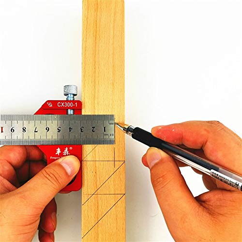 CarAngels Woodworking Marking Tool Set with Magnetic Ruler Stop & Stainless Steel Ruler, 45 Degree & 90 Degree Marking Gauge Positioning (CX300-1)