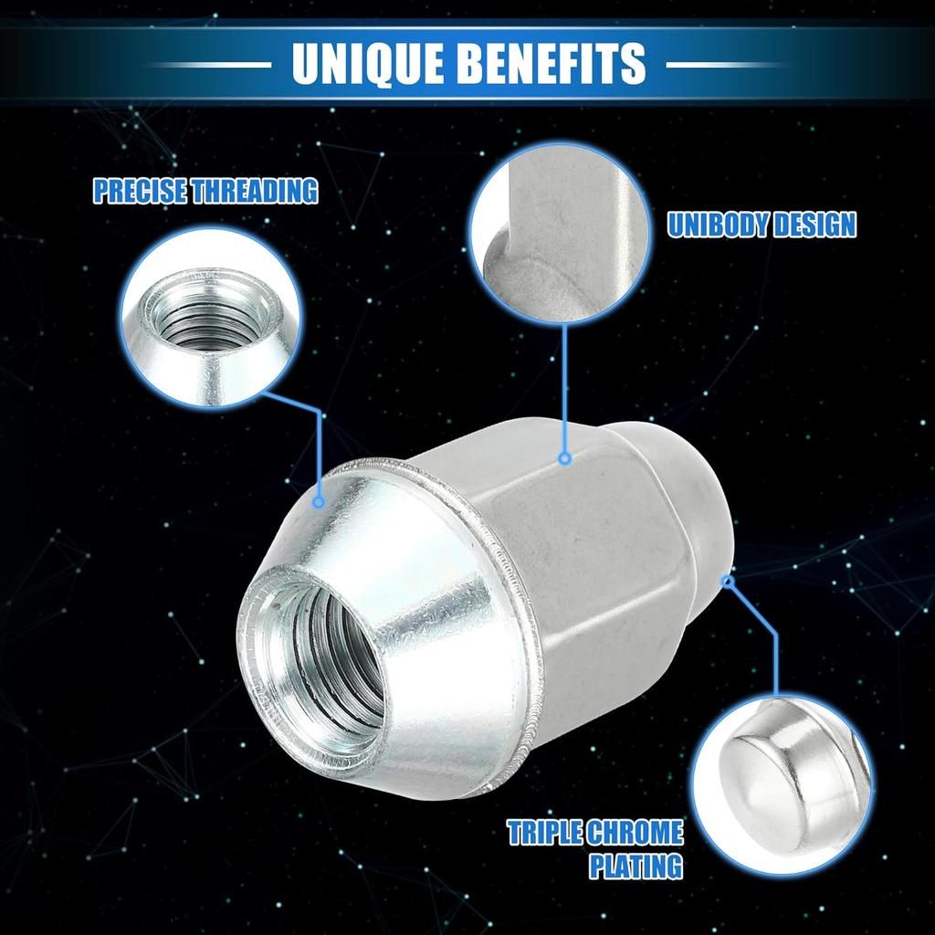 5 Pcs Wheel Lug Nuts Compatible for Chevrolet Malibu Impala for Buick Encore, Durable M12 x 1.5 Carbon Steel Silver Tone Tire Lugnuts