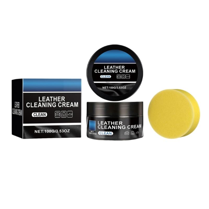 

Auto Interior Leather Care Cream Gentle Cleaning Formula Leather Cleaning Paste Multiple Surfaces Leather Cleaner for Car 1