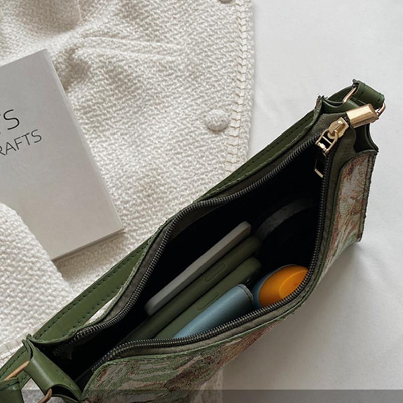 Fashion Vintage Women Oil Painting Design Shoulder Bags Ladies Simple Flower Female Armpit Hobos Bags