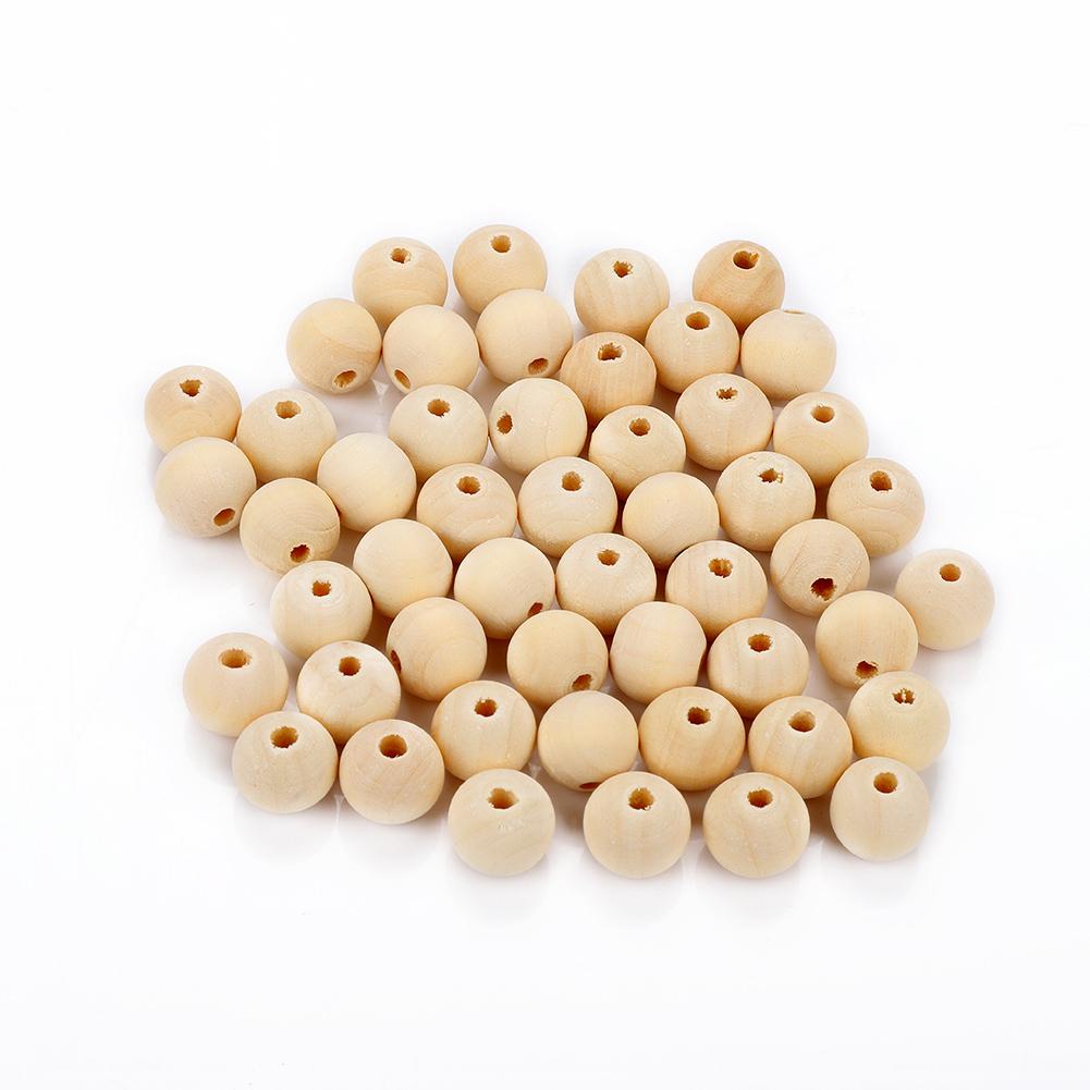 50 Pcs Wooden Beads Round Wood Beads with Hole for Jewelry Making Home Decor DIY Craft 14mm Size 3.5mm ID