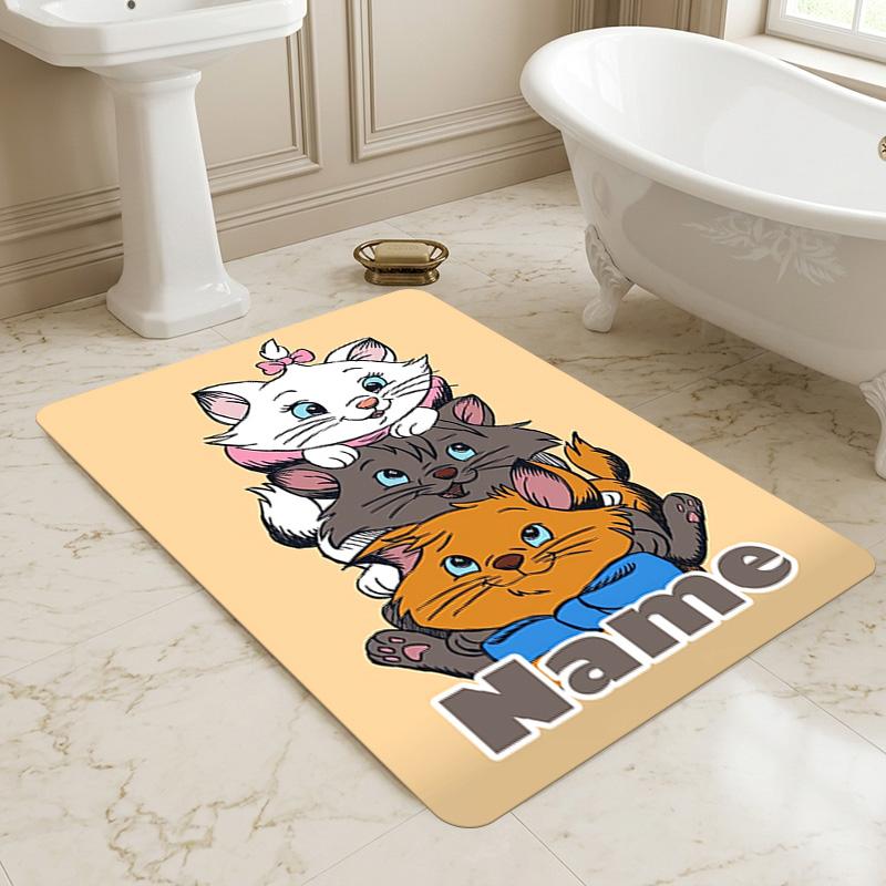 Personalized Name Cat Love Living Room Non-Slip Area Rug Soft Carpet for Bedroom Kids Playroom Sofa Office Home Decor Doormat