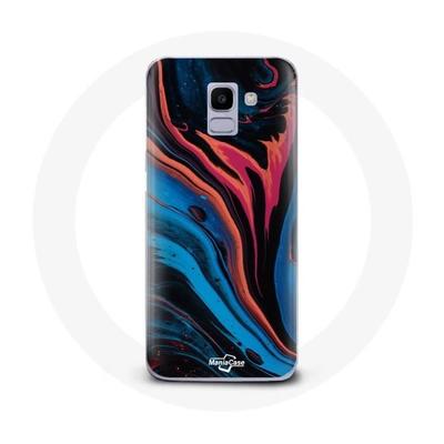 Coque Pour Samsung Galaxy J6 2018 Texture Abstraite Bleu Noir Rouge
