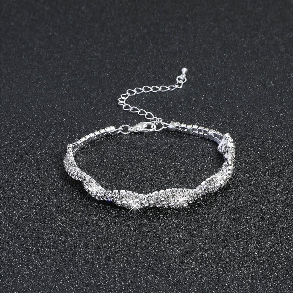 Elegant Irregular Sparkling Rhinestone Anklet - Bridal Foot Jewelry for Women