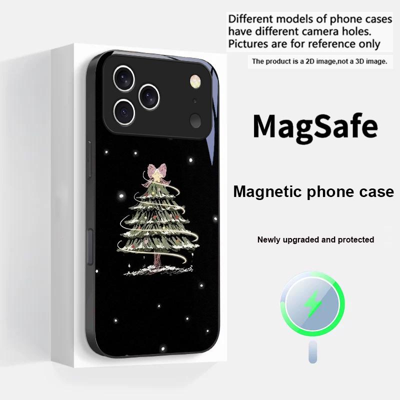 Decorated Christmas Tree For Magsafe iPhone 17 Pro Max 16 E 15 14 13 Plus 12 Mini 11 17 Air XR Xs Max 7 Plus Glass Phone Case