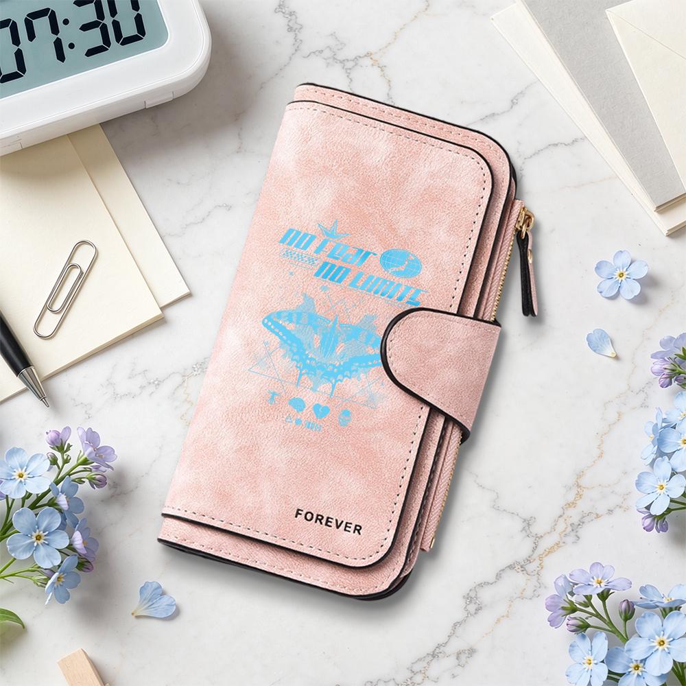Stylish Butterfly Printed Long Wallet Fashionable Portable Daily Casual Purse for Women Girls Multi Card Slots Durable PU Leather Wallet