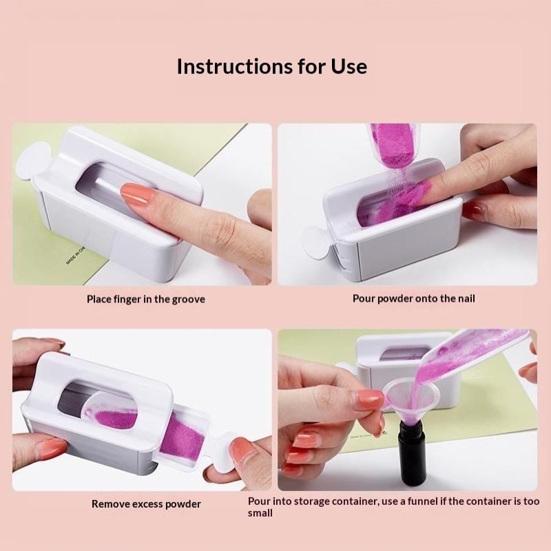 French Portable Recovery Box For Nail Glitter Powder Container Recycling Dipping Powder Dust Tray Nail Art Caviar Sequin Storage