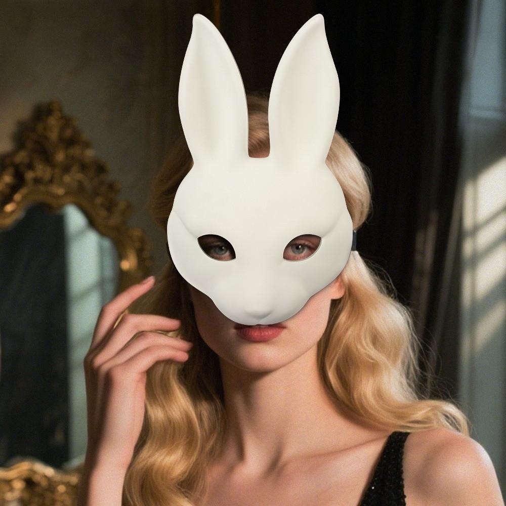 Rabbit Face PU Leather Mask Novelty DIY Rabbit Mask Rabbit Cosplay Mask  Party Masquerade