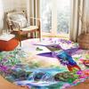 Hummingbird garden rug flannel round mat nature lover decor living room bedroom floral waterfall bird butterfly art