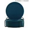 Set aus 6 Silikon-Untersetzern für Getränke, beidseitig, runde Tassenunterlage mit Halterständer, Glasgreifer-Pads mit tiefen Rillen