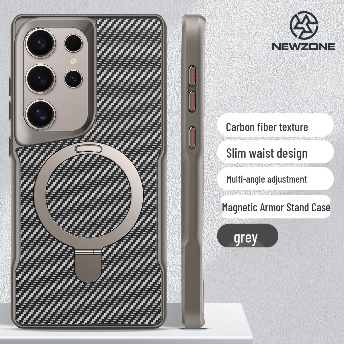 

Samsung S25 Ultra Carbon Fiber Magnetic Phone Case with Stand for S24 Ultra S24 Ultra